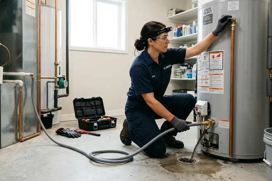 Water Heater Jockey specialist repairing a water heater in South Glens Falls
